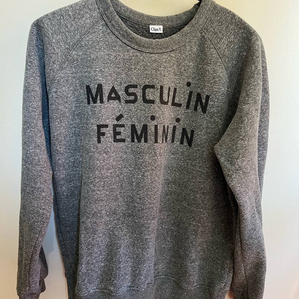 Clare V “Masculin Féminin” Sweatshirt – Gray – Size Small